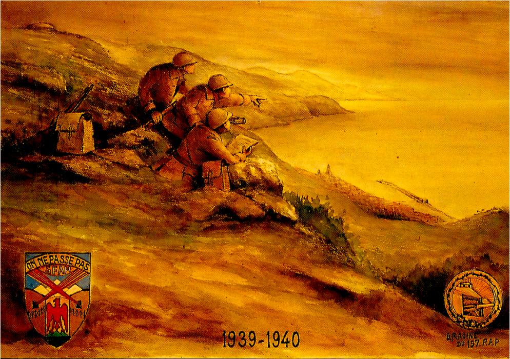 Ligne Maginot - MONT GROS DE ROQUEBRUNE - (Observatoire d'artillerie) - Observateurs  sur le mont gros - edelweiss armée des alpes