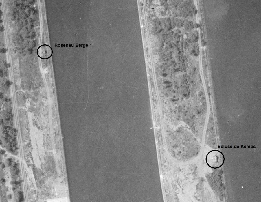 Ligne Maginot - ECLUSE de KEMBS et ROSENAU BERGE 1 -  - IGN - Géoportail 1947