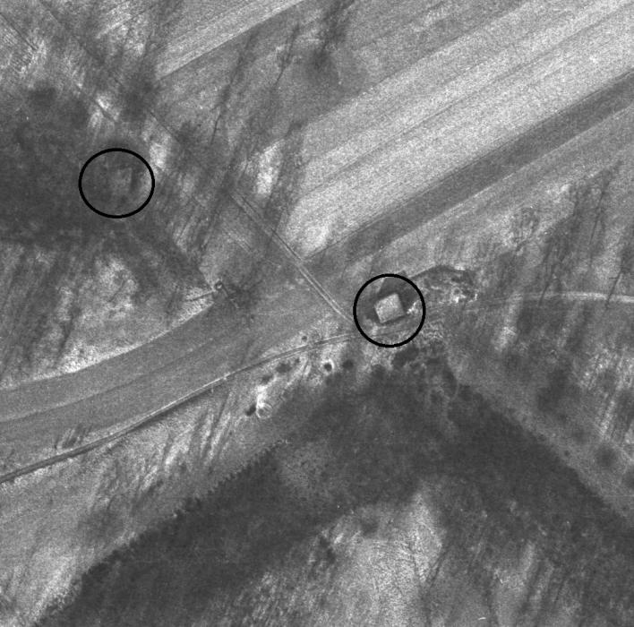 Ligne Maginot - PA DE SIERENTZ OUEST 1 - (Blockhaus pour canon) - Le bloc est en haut à gauche. - IGN - Géoportail 1960