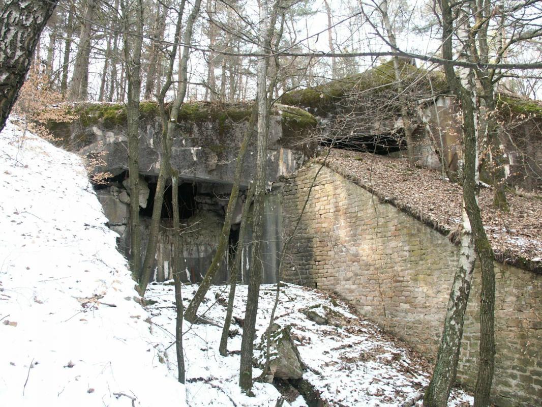 Ligne Maginot - HOCHWALD C6 ( Casemate d'infanterie ) - Vue sur la chambre de tir basse couvrant le fossé et sur la chambre de tir haute couvrant le glacis - GRAMI