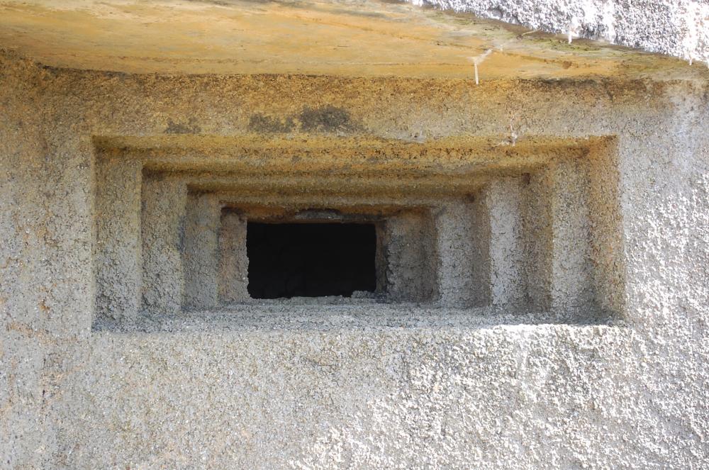 Ligne Maginot - MB121 - (Blockhaus pour canon) - Blockhaus en plein champ, forêt à proximité. La façade et les crenaux de tir - Christian RICHON/devoitine520