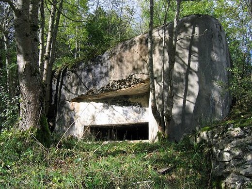 Ligne Maginot - B32 - OYE-ET-PALLET - (Blockhaus pour arme infanterie) - Embrasure pour le canon de 47mm, le créneau pour mitrailleuse est caché à gauche. - AALMA - www.lignemaginot.com