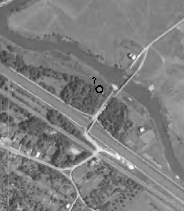 Ligne Maginot - 8L10 (DMP - Dispositif de Mine Permanent) - Noter les deux ponts détruits et les dérivations provisoires. - IGN - Géoportail 1950