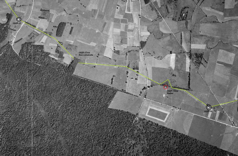 Ligne Maginot - CEZF-18 - LA CASSINE OUEST - (Casemate d'infanterie - double) -  - IGN - Géoportail 1950
