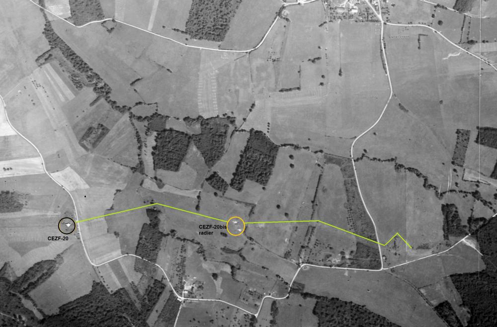 Ligne Maginot - CEZF-20  - LA BRIQUETTERIE - (Casemate d'infanterie - double) - La même zone en 1950 - IGN - Géoportail 1950