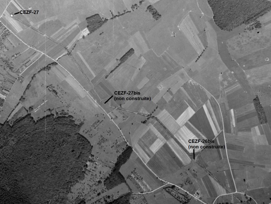 Ligne Maginot - CEZF-26bis (Casemate d'infanterie - double) -  - IGN - Géoportail 1950