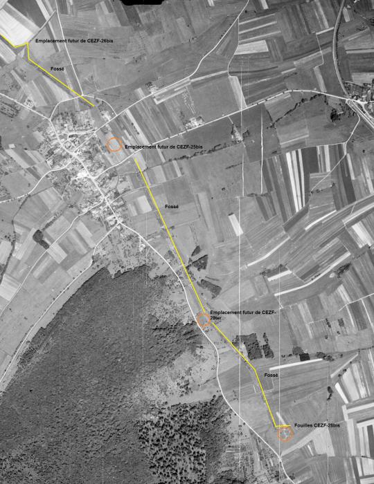 Ligne Maginot - CEZF-28bis (Casemate d'infanterie - double) - Deuxième ligne CEZF de Dun sur Meuse - IGN - Géoportail 1950