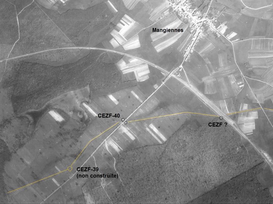 Ligne Maginot - CEZF-39 (Casemate d'infanterie) - Fossé et emplacement de CEZF-39 - IGN - Géoportail 1948