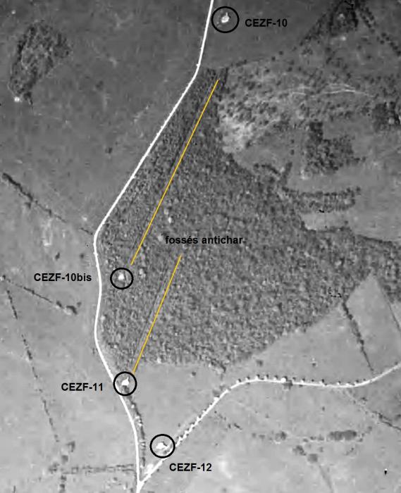 Ligne Maginot - CEZF-12  - BRIQUETERIE EST - (Casemate d'infanterie - Simple) -  - IGN - Géoportail 1953
