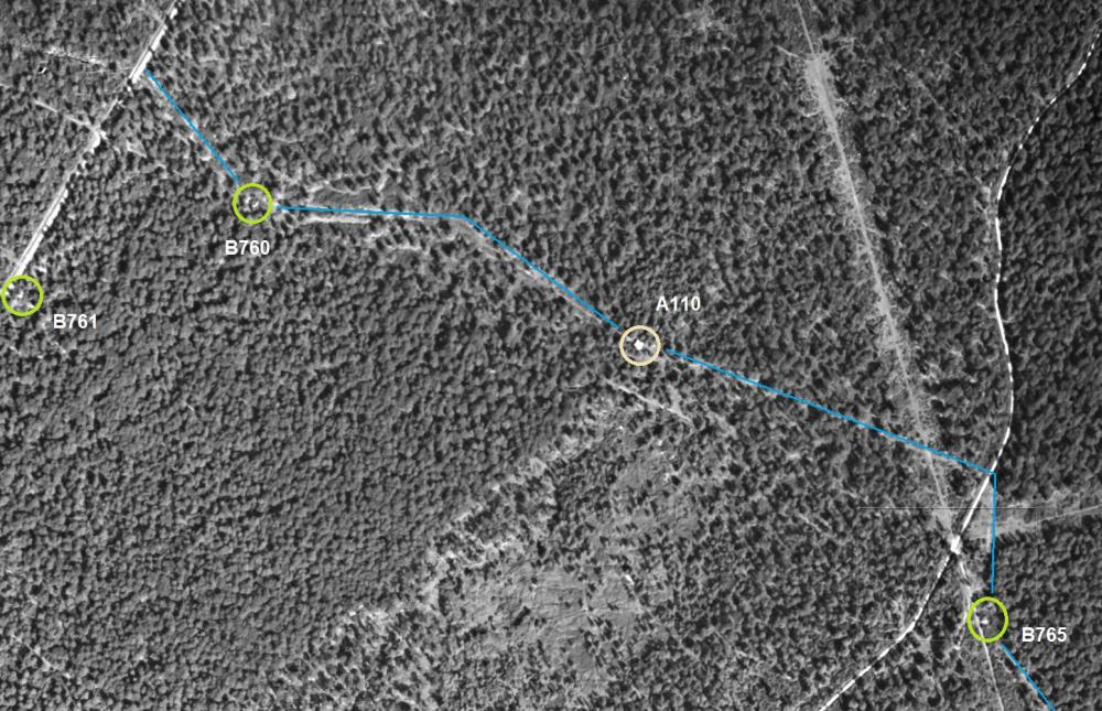 Ligne Maginot - A110 - PETIT MAUVAIS PAS - (Blockhaus pour canon) -  - IGN - Géoportail 1949