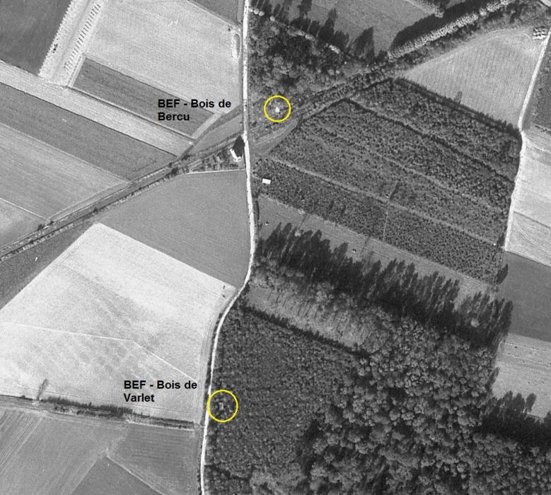 Ligne Maginot - BEF 385 - BOIS de BERCU (Blockhaus pour arme infanterie) -  - IGN - Géoportail 1967