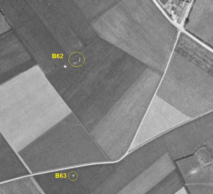 Ligne Maginot - B62bis - FERME de l'ETOILE Nord 2 (Blockhaus pour arme infanterie) - Le bouclier est discernable, à gauche et légèrement plus au Sud que son voisin - IGN - Géoportail 1949