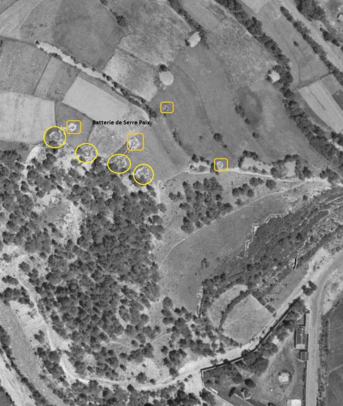 Ligne Maginot - SERRE-PAIX (154° RAP - 2° Bie) - (Position d'artillerie préparée) -  - IGN - Géoportail 1956
