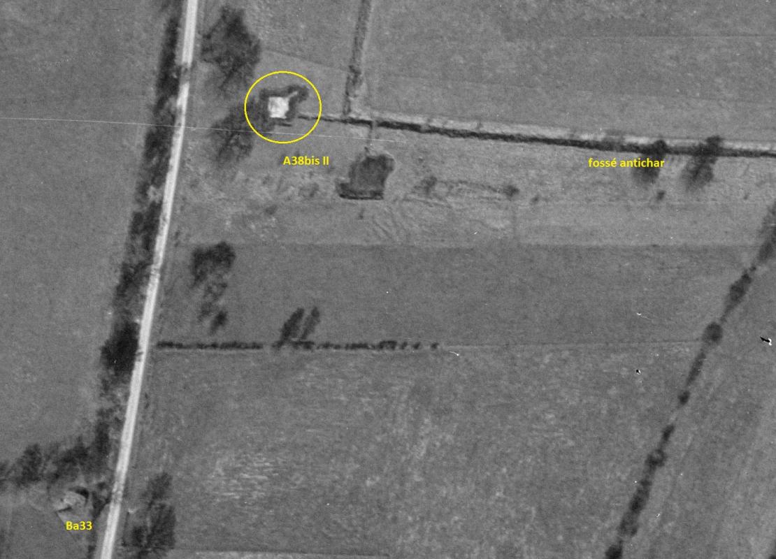 Ligne Maginot - A38BIS II - GRANDES FOSSES NORD - (Blockhaus lourd type STG / STG-FCR - Simple) -  - IGN - Géoportail 1948