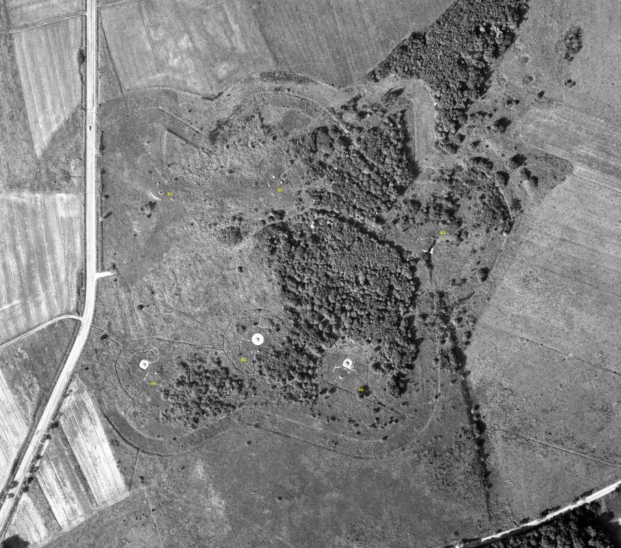 Ligne Maginot - SOETRICH - A11 - (Ouvrage d'artillerie) - Etat des avants en 1960.
Les blocs sont encore bien visibles. - IGN - Géoportail 1960