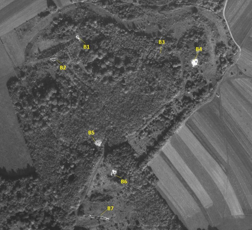 Ligne Maginot - KOBENBUSCH  - A13 - (Ouvrage d'artillerie) - Les avants de l'ouvrage en 1967 - IGN - Géoportail 1967