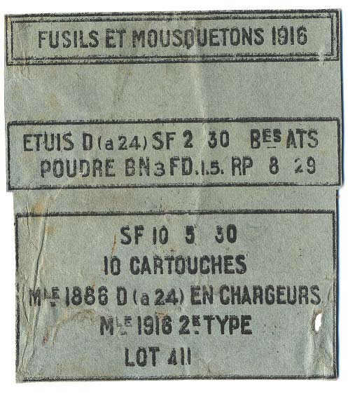 Ligne Maginot - Exemple d’impression pour armes à chargeur de 5 coups - Exemple d’impression pour armes à chargeur de 5 coups
A noter qu’il s’agit  de cartouches à balle Mle 1886 D à amorce Mle 1924 A