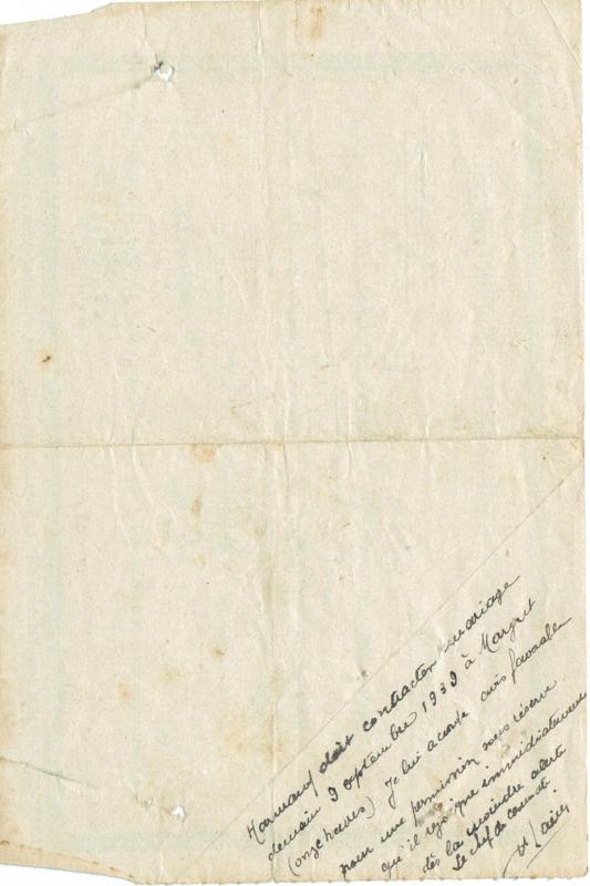 Ligne Maginot - MOIRY - (Casemate d'infanterie - Double) - Annotation au dos signé par le lieutenant Auguste CHAINEUX commandant de MOIRY - david harmand