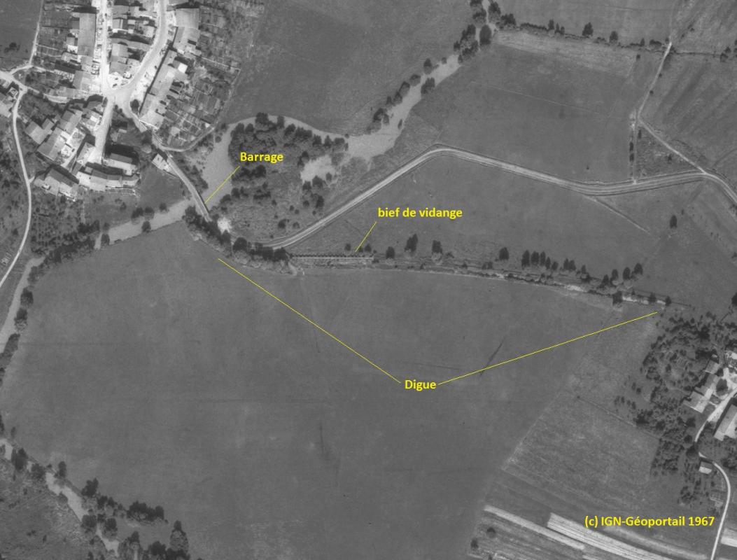 Ligne Maginot - GOMELANGE - (Inondation défensive) -  - IGN - Géoportail 1967