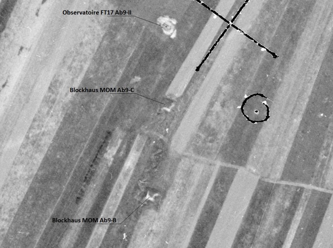 Ligne Maginot - Blockhaus Ab9-B, Ab9-C et Ab9-II -  - IGN - Géoportail 1955
