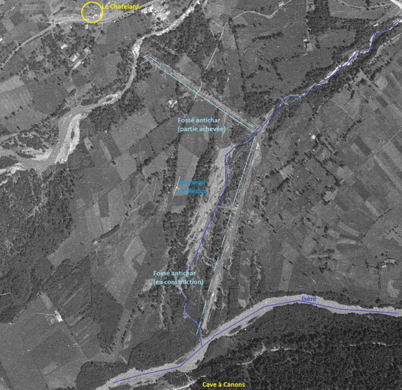 Ligne Maginot - VERSOYEN (Fossé antichar) (Obstacle antichar) -  - IGN - Géoportail 1945