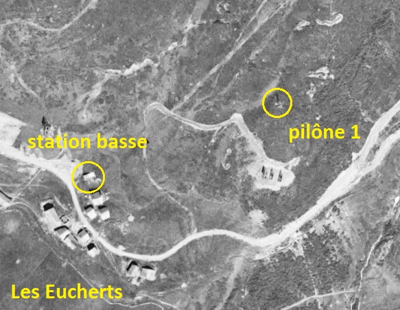 Ligne Maginot - TLFR - TéLéPHéRIQUE LES EUCHERTS-REDOUTE RUINEE - (RESEAU - Téléphérique (ligne)) -  - IGN - Géoportail 1962