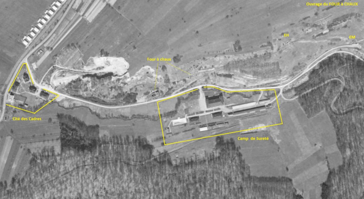 Ligne Maginot - Camp de Sureté de LEMBACH - Le camp de sureté et la cité cadres sur une photo IGN de 1951 - Geoportail - IGN 1951