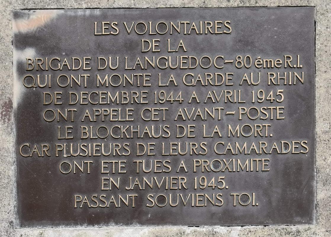 Ligne Maginot - G75 - VILLAGE-NEUF BERGE 6 - (Blockhaus pour arme infanterie) - Plaque commémorative de la Brigade du Languedoc - 80e RI - D. Froehly