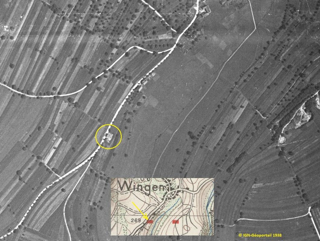 Ligne Maginot - WINGEN - POSTE GRM - (Poste GRM - Maison Forte) -  - Geoportail - IGN 1938