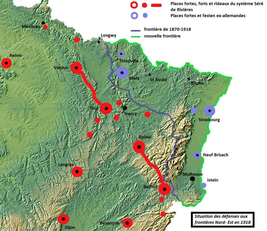 Ligne Maginot - Situation de la défense des frontières N-E en 1918 - 