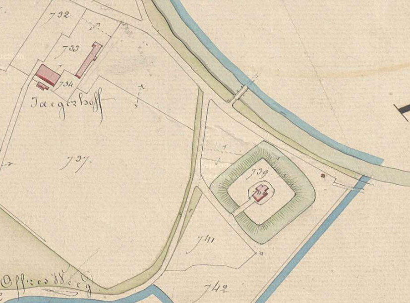 Ligne Maginot - OBERJAEGERHOFF - (Abri) - Redoute dans laquelle le PC Maginot a été construit. - Cadastre
