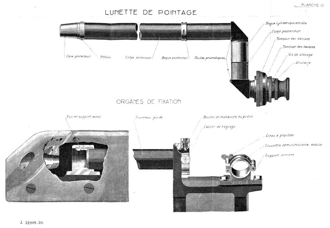 Ligne Maginot - Lunette de visée APX L 652 - Extrait de la notice sur les canons de 37 et 47 mle 1934
Source : SHD / BNF Gallica