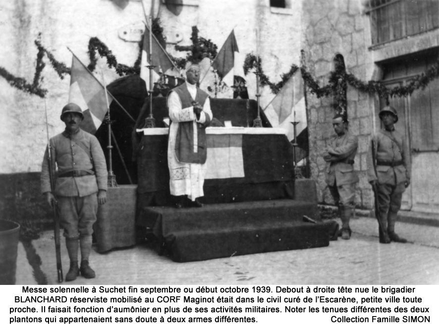Ligne Maginot - BARBONNET - FORT SUCHET - (Ouvrage d'artillerie) - Pour des infos plus détaillées sur cette messe et certains des personnels de l'assistance, voir dans les documents le témoignage de René SIMON pages 12 et 13, puis pages 16 et 17 et enfin page 39. - Inconnu - Collection Famille SIMON