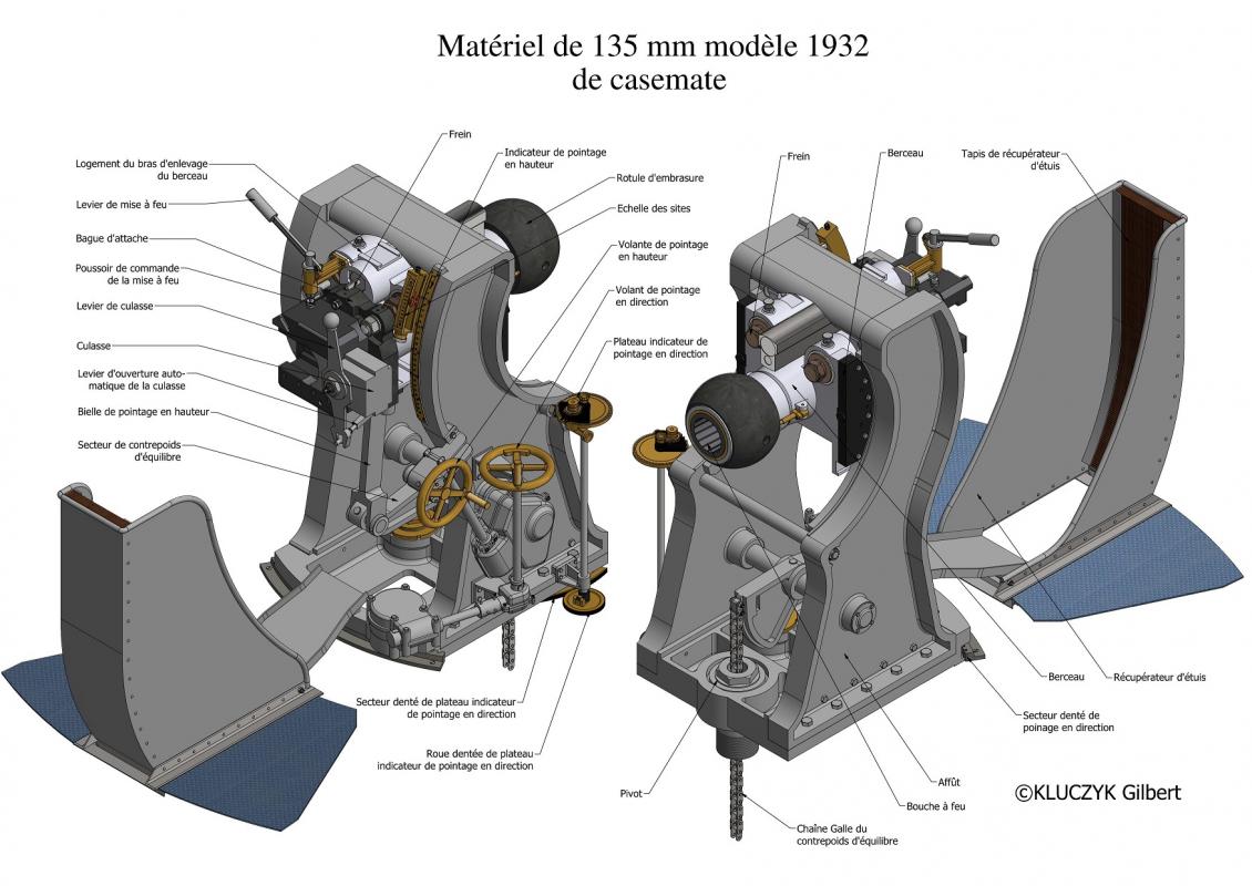 Ligne Maginot - Matériel de 135mm modèle 1932 de casemate -  
