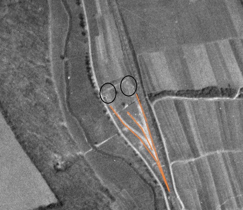 Ligne Maginot - Position ALVF de LUTTERBACH - Position Sud - Position Sud au Monument
2 épis et une voie de garage - IGN