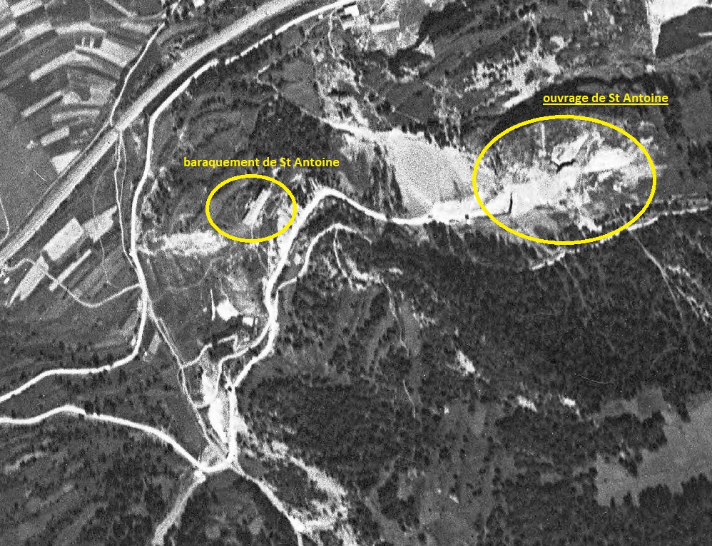 Ligne Maginot - SAINT ANTOINE (Casernement) - Le baraquement du SAINT ANTOINE est visible sur cette photo d'Aout 1939 - IGN - Géoportail 1939