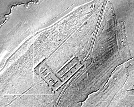 Ligne Maginot - CARSPACH - (Dépôt de Munitions) - Vue au LIDAR terrain du dépôt de Carspach. Les alvéoles et leurs levées de terre sont bien visibles. - InfoGéo68 - SIG