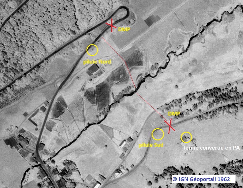 Ligne Maginot - MIJOUX NORD - (Blockhaus pour arme infanterie) - Plan schématique du PA de Mijoux d'après carte établie par le 179° BAF - IGN - Géoportail 1962