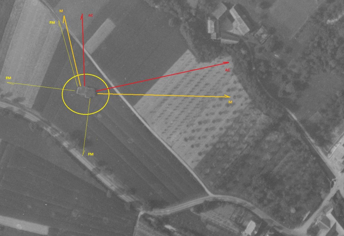 Ligne Maginot - ROTT ROETZMUEHLE - (Blockhaus lourd type STG / STG-FCR - Double) - Le bloc en 1954 - IGN - Géoportail 1954