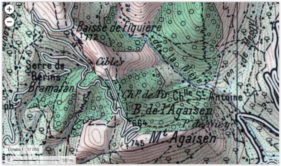 Ligne Maginot - AGAISEN  CHAMP DE TIR  (DISPOSITIF CIBLE) - (Divers) - Carte IGN 1950 - IGN