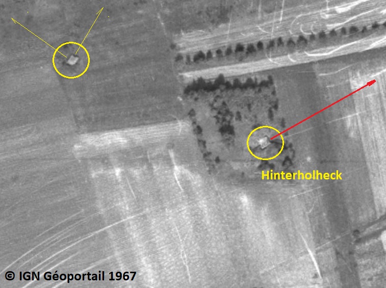 Ligne Maginot - BB242 - HINTERHOLHECK - (Blockhaus pour canon) -  - IGN - Géoportail 1967