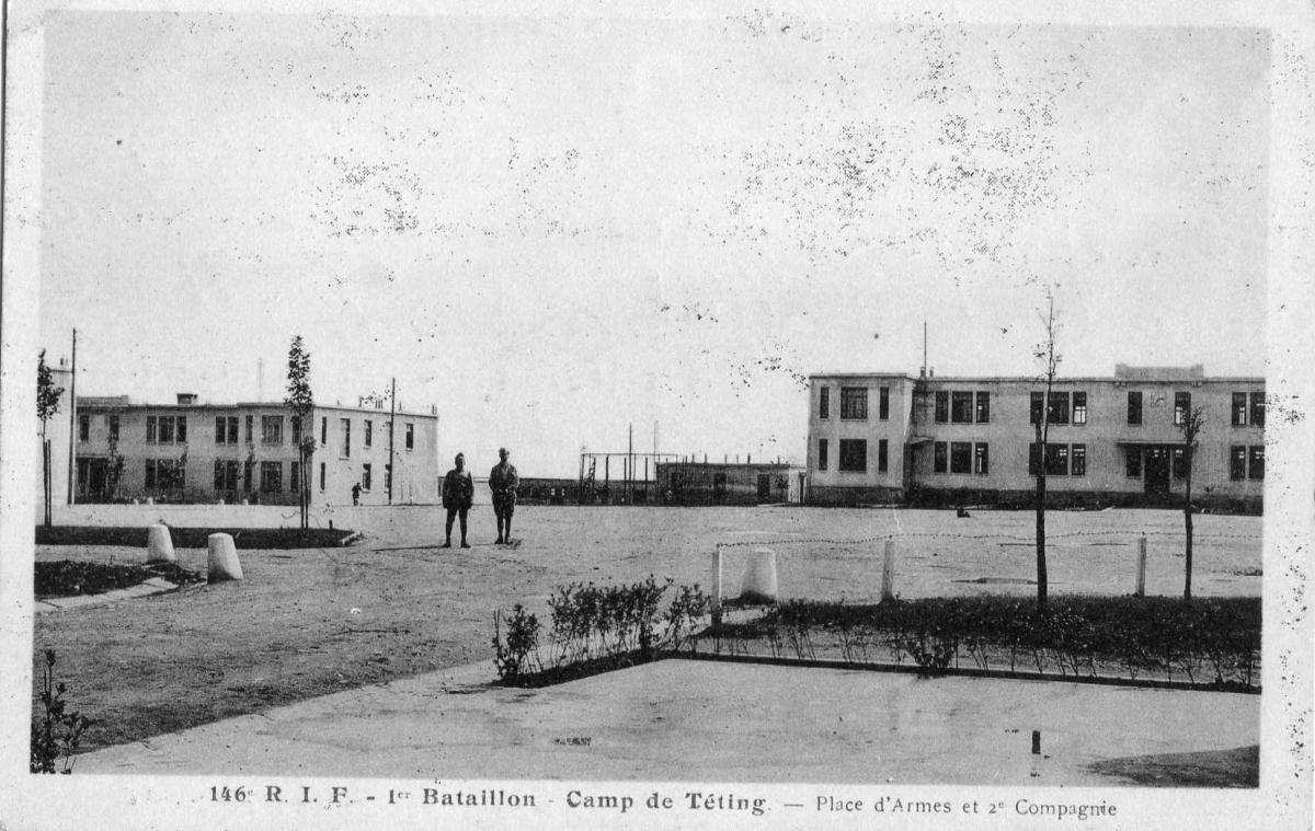 Ligne Maginot - TETING CAMP - (Camp de sureté) - La place d'armes et le bâtiment de la 2° compagnie - Carte Schach et Prévot