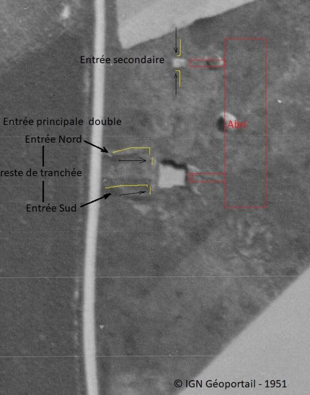 Ligne Maginot - B460 - RESERVOIR D'ONNAING (PDS) - (Abri actif) - Schéma du poste de soutien, d'après le Denkschrift - IGN - Géoportail 1951