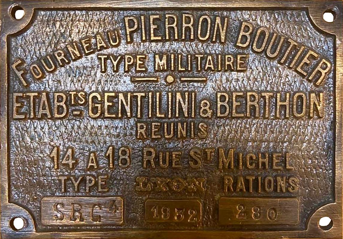 Ligne Maginot - Etablissements Gentilini et Berthon - Pâque constructeur fourneau SRC 4