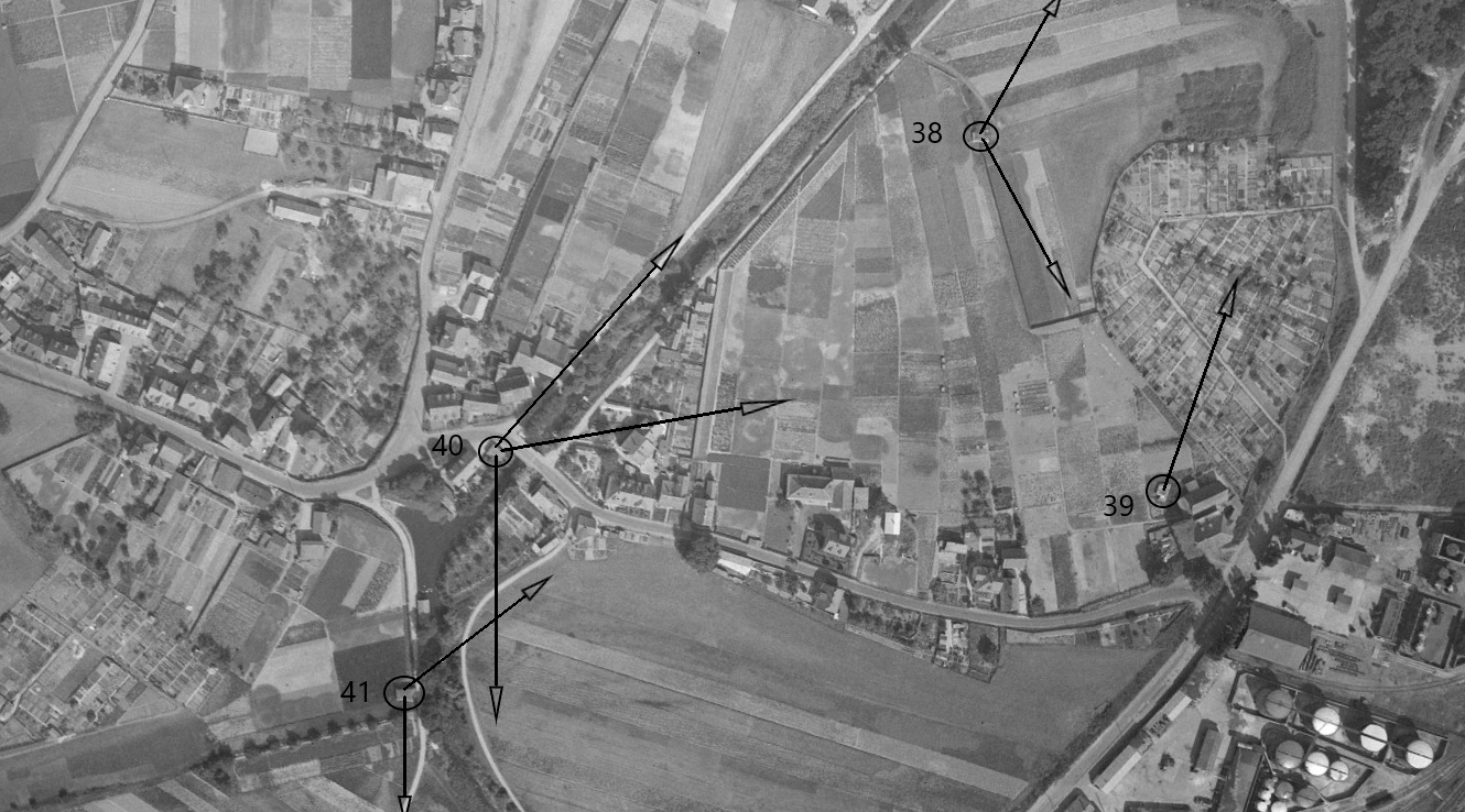 Ligne Maginot - 38 - KLEINNIEDERSAND - (Blockhaus de type indeterminé) - Photo IGN 1947 des blocs 38, 39, 40 et 41 - IGN - Géoportail 1947