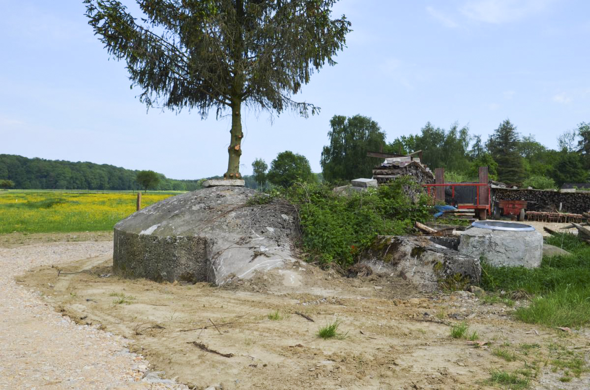 Ligne Maginot - BETTLACH NORD 2 - (Blockhaus pour canon) - Vue arrière du Blockhaus. L'agriculteur a déblayé les abord et le dessus, ce qui le met en évidence depuis la route. Attention propriété privée demandé l'accord du propriétaire. - D. Froehly