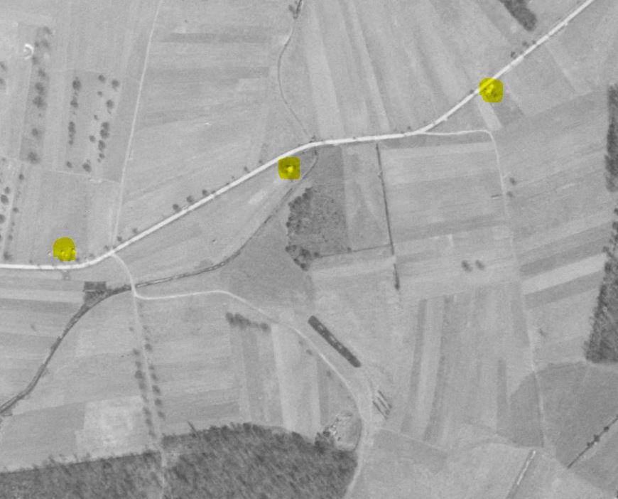 Ligne Maginot - RANKGRABEN 1 à 3 - (Blockhaus de type indeterminé) - Les blocs sont bien visible sur cette photo de 1956 - IGN - Géoportail 1956