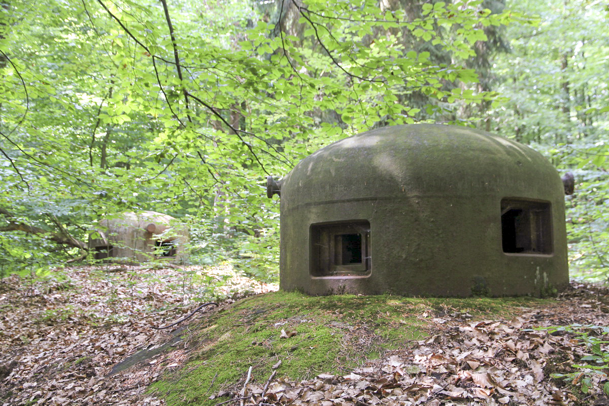 Ligne Maginot - BIESENBERG 5 - (Blockhaus pour arme infanterie) - Noter le créneau de GFM décalé vers le bas en direction de la pente. - JOLAS, Jean-Michel