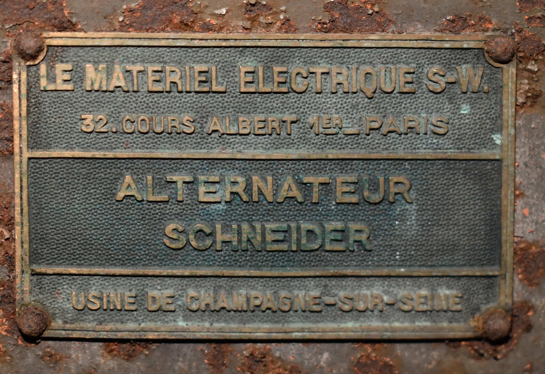 Ligne Maginot - LA FERTE - (Ouvrage d'infanterie) - Bloc 2
Plaque de générateur Schneider - D.Froehly