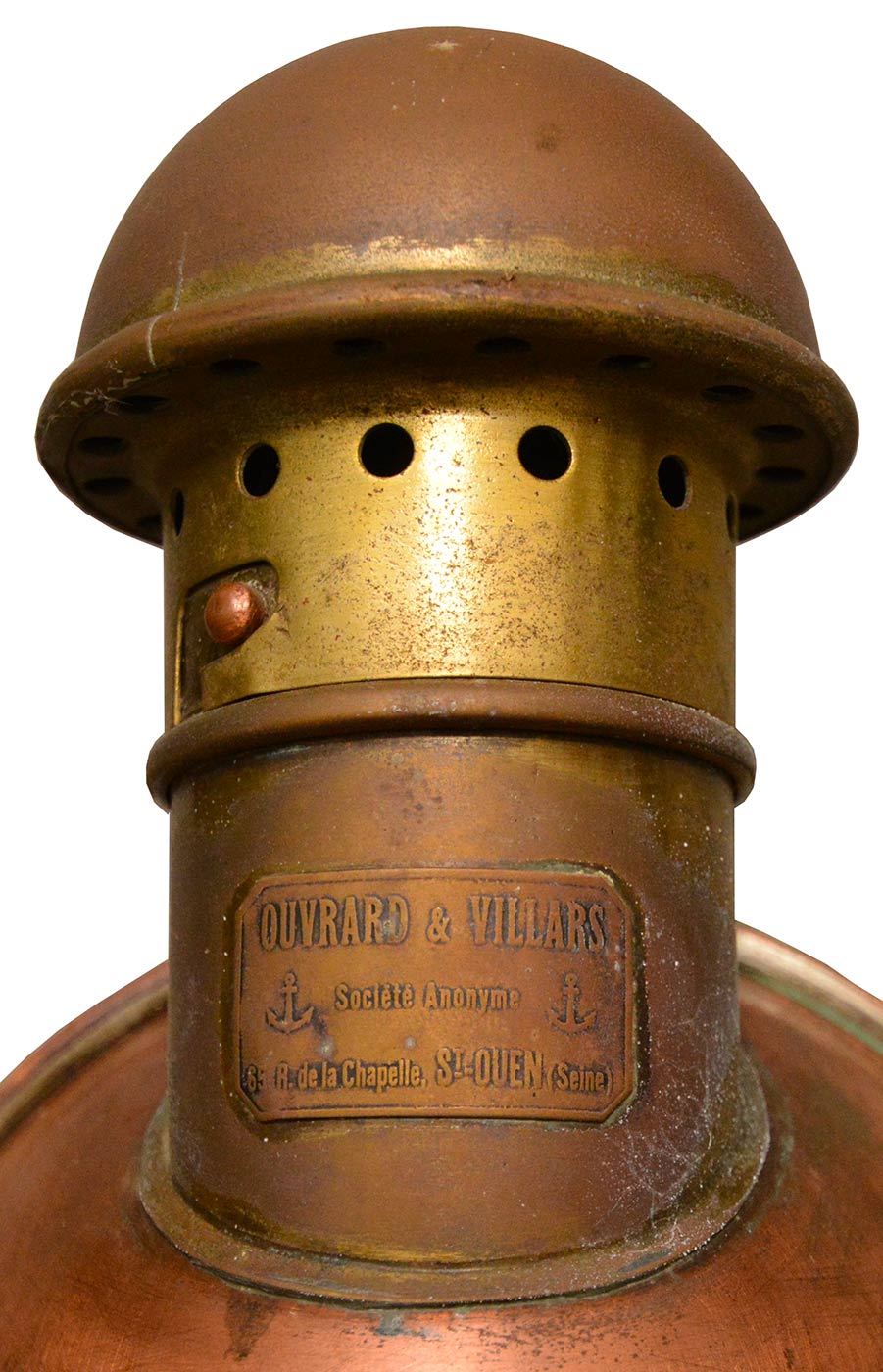 Ligne Maginot - Ouvrard et Villars - Lampe à bougie Ouvrard et Villars.
Plaque constructeur